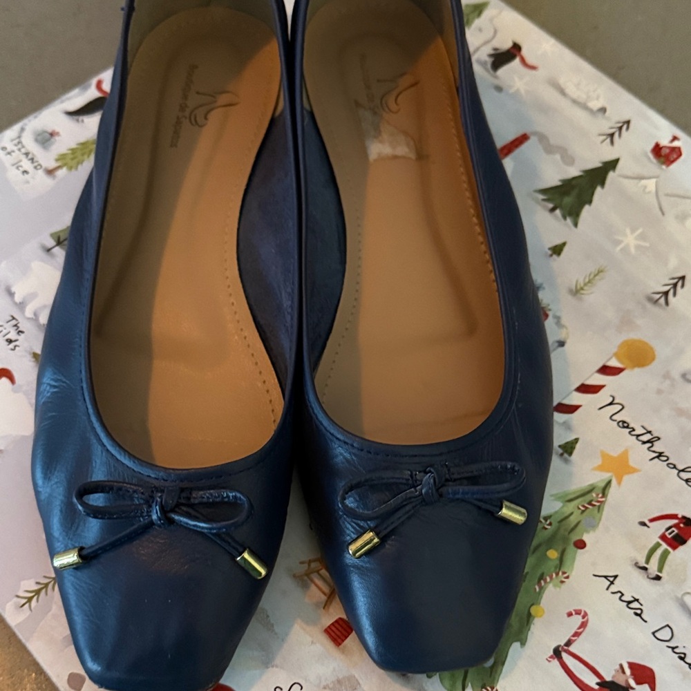 Elegant Blue Leather Flats